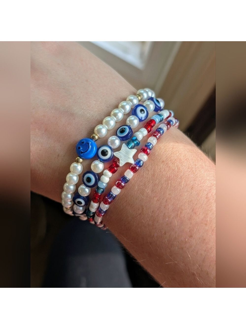 Patriotic Beaded Bracelet Set Of 4